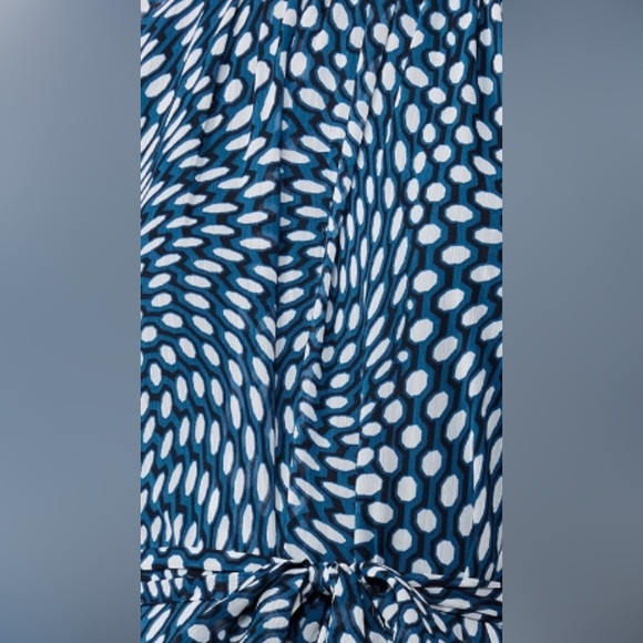 Green & White dotted raglan Sleeve Tie Waist tiered chiffon look dress size smal - Picture 10 of 10